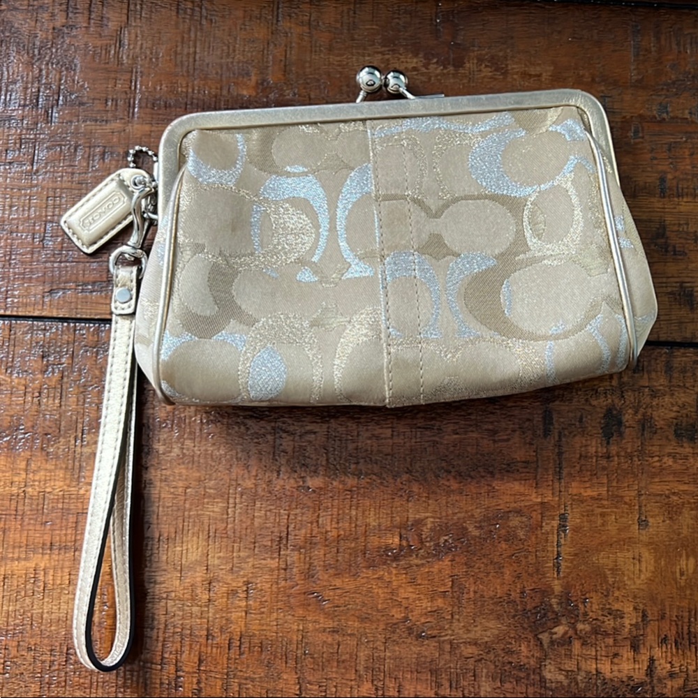 Coach Cream Signature Wristlet Clutch